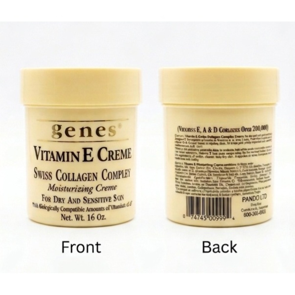 Genes Vitamin E Creme Swiss Collagen Complex Moisturizing Creme 16 oz Jar